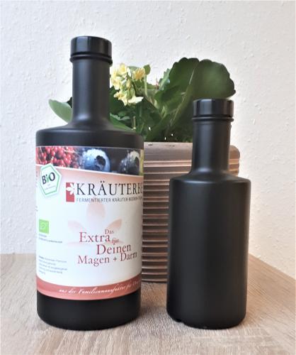 Bio-Fermentgetränk KRÄUTERBEER Premium - Inhalt: 0,2 Liter schwarze Glasflasche